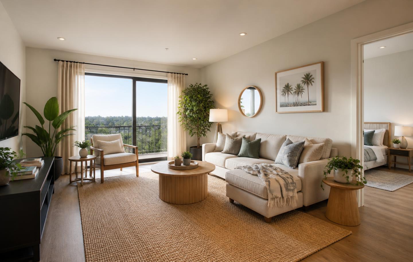 A beautifully managed Airbnb living room interior